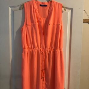 Neon orange knee length dress